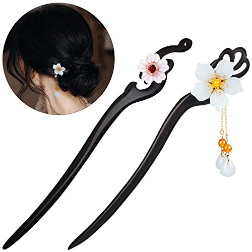 2 Stück chinesische japanische Stil Haarstäbe Blume Holz Haar Essstäbchen Retro Blume Dekor mit Quaste Holz Handgemachte Haarnadel Haarschmuck für Frauen Mädchen Langes Haar 2 Stück chinesische japanische Stil Haarstäbe Blume Holz Haar Essstäbchen Retro Blume Dekor mit Quaste Holz Handgemachte Haarnadel Haarschmuck für Frauen Mädchen Langes Haar von Giegxin
