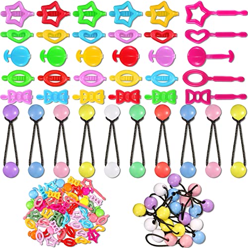 60 stücke Selbst Scharnier Haar Barrettes Ball Blase Haar Zubehör für Mädchen Set, Kunststoff Haar Haarspange Kunststoff Mädchen Haar Clips Assorted Elastic Ponytail Halter Kleinkind Ball Haar von Giegxin