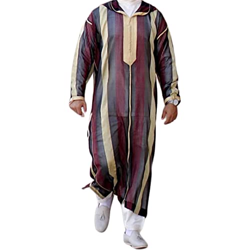 Muslimische Kleider für Herren, langärmlig, gestreift, Dubai, Hemd, Kaftan, Thobe, Bademantel, gerade, Freizeit, Rennstil, Kleidung 6EE706810-M von Gienergy