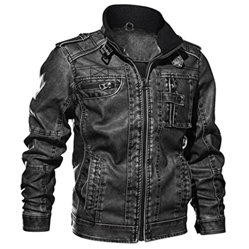 Pilot Herren Lederjacke 6XL Übergröße Vintage Motorrad Ledermäntel Mann Bomberjacke Übermantel Leder Windbreaker von Gienergy