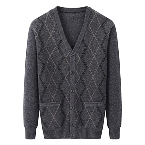 Winter 100% Kaschmir Cardigan Herren Großer Mantel V-Ausschnitt Strickpullover von Gienergy