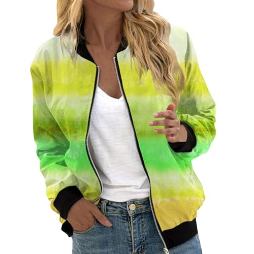 Bomberjacke Damen Casual Blouson College Jacke Leichte Pilotenjacke Langarm Fliegerjacke Pilotenjacke Zip Up Übergangsjacke Sportjacke Lässig Bikerjacke Damenjacken Sommerjacke Herbstmantel Outwear von Gienslru