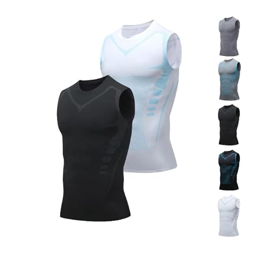 Duneva Abnehmweste, Vitalvest Abnehmweste, 2024 New Version Ionic Shaping Vest, Herren Körperformendes Bauch-Weg Kompressions Shapewear Unterhemd Atmungsaktives EIS-Seiden-Gewebe für Männer von Gienslru