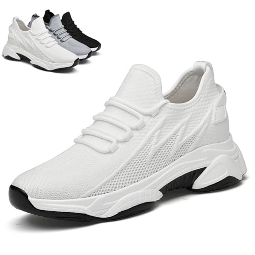 Elevate Shoes Herren, 4/6/8/10cm Elevateshoes, Schuhe Die Größer Machen Herren, Breathable Non-Slip Invisible Trainers (White-10cm, Erwachsene, 40, Numerisch, EU Schuhgrößensystem, M) von Gienslru