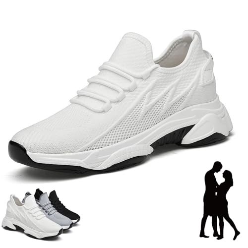Elevate Shoes Herren, 4-10cm Schuhe Die Größer Machen Herren, Breathable Non-Slip Invisible Height Increased Mesh Trainers (White-6cm, Erwachsene, 41, Numerisch, EU Schuhgrößensystem, M) von Gienslru