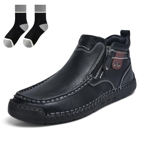 Fußwohl Orthopädische Premium-Stiefel, Casual Leather Slip Walking Boots für Wandern Camping, Seitlichem Reißverschluss und handgenähtem Design (C, Erwachsene, 38, Numerisch, EU Schuhgrößensystem, M) von Gienslru