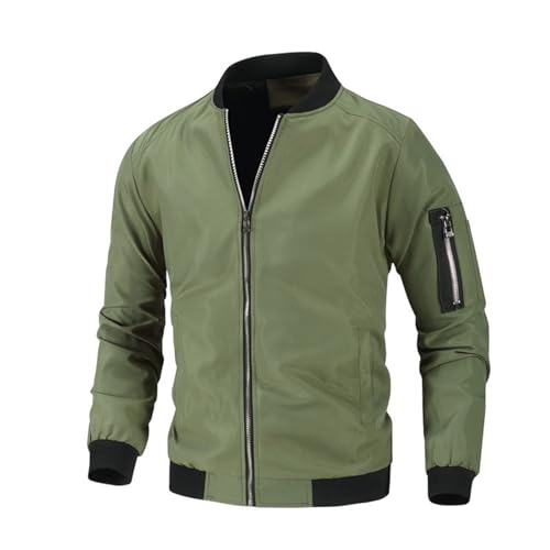 Gienslru Herren Leichte Dünne Bomberjacke mit Ärmeltasche Blouson Jacke Übergangsjacke Stehkragen US Fliegerjacke mit Innentasche Baseball Blouson mit Reißverschlusstaschen Gienslru Herren Leichte Dünne Bomberjacke mit Ärmeltasche Blouson Jacke Übergangsjacke Stehkragen US Fliegerjacke mit Innentasche Baseball Blouson mit Reißverschlusstaschen von Gienslru