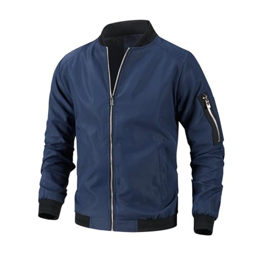 Gienslru Herren Leichte Dünne Bomberjacke mit Ärmeltasche Blouson Jacke Übergangsjacke Stehkragen US Fliegerjacke mit Innentasche Baseball Blouson mit Reißverschlusstaschen Gienslru Herren Leichte Dünne Bomberjacke mit Ärmeltasche Blouson Jacke Übergangsjacke Stehkragen US Fliegerjacke mit Innentasche Baseball Blouson mit Reißverschlusstaschen von Gienslru