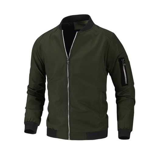 Gienslru Herren Leichte Dünne Bomberjacke mit Ärmeltasche Blouson Jacke Übergangsjacke Stehkragen US Fliegerjacke mit Innentasche Baseball Blouson mit Reißverschlusstaschen Gienslru Herren Leichte Dünne Bomberjacke mit Ärmeltasche Blouson Jacke Übergangsjacke Stehkragen US Fliegerjacke mit Innentasche Baseball Blouson mit Reißverschlusstaschen von Gienslru