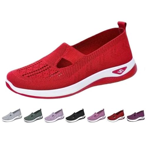 Gienslru Schlupfschuhe Damen Air Cushion Sneaker Handsfree Slip on Sommerschuhe Sportschuhe Atmungsaktiv Leichtgewichts Orthopädische Schuhe Laufschuhe Turnschuhe rutschfest Tennisschuhe von Gienslru