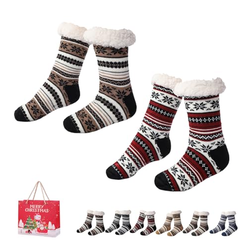 Gienslru Snowflake Ultra-Thick Slipper Home Socks, Snowflake Ultra-Thick Cashmere Slipper Home Socks (B*2, Erwachsene, Damen, Einheitsgröße, Alphanumerisch, EU Schuhgrößensystem, M) von Gienslru