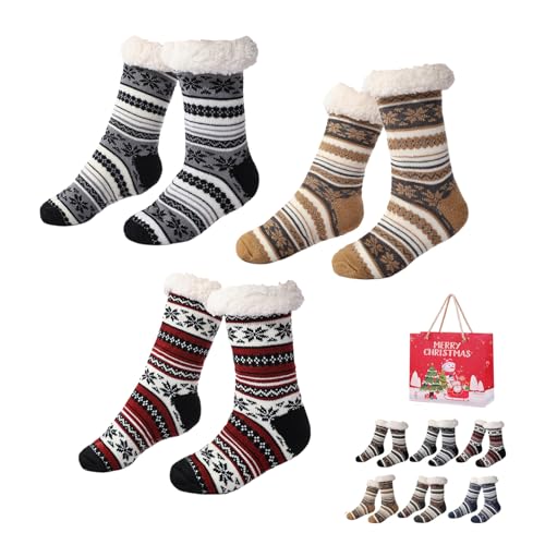 Gienslru Snowflake Ultra-Thick Slipper Home Socks, Snowflake Ultra-Thick Cashmere Slipper Home Socks (D*3, Erwachsene, Damen, Einheitsgröße, Alphanumerisch, EU Schuhgrößensystem, M) von Gienslru