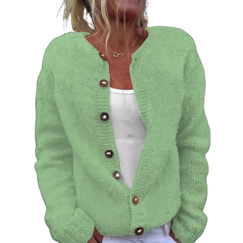 Gienslru Strickjacke Damen Trachten Cardigan Leicht Jacken übergangsjacke Strickcardigan Ugly Christmas Sweater Longstrickjacke Grobstrickjacke Strick Bolero mit Knopfleiste Damenstrickjacke von Gienslru