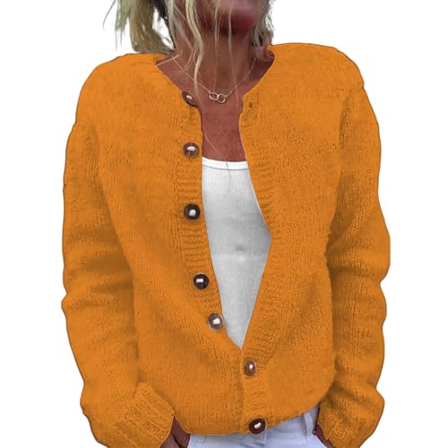 Gienslru Strickjacke Damen Trachten Cardigan Leicht Jacken übergangsjacke Strickcardigan Ugly Christmas Sweater Longstrickjacke Grobstrickjacke Strick Bolero mit Knopfleiste Damenstrickjacke von Gienslru