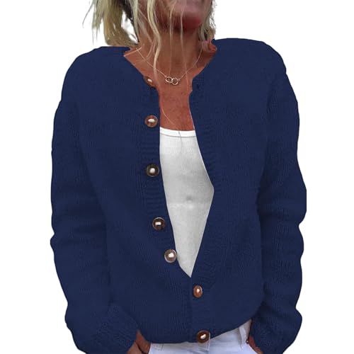 Gienslru Strickjacke Damen Trachten Cardigan Leicht Jacken übergangsjacke Strickcardigan Ugly Christmas Sweater Longstrickjacke Grobstrickjacke Strick Bolero mit Knopfleiste Damenstrickjacke von Gienslru