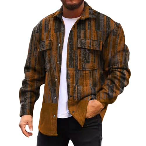 Hemdjacke Herren Jacke Button Down Outdoor Jacken übergangsjacke Vintage Holzfällerhemd Collegejacke Vintage Leichte Wanderjacke Plaid Freizeitjacke Mantel Arbeitsjacke Softshelljacke Windbreaker von Gienslru