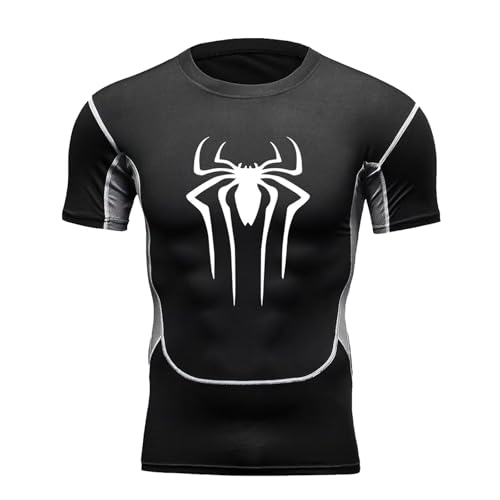 Herren Spider Print Kompressionsshirt, schnell trocknendes T-Shirt, Gym Lauftrikot, atmungsaktiv Kurzarm, Frühling, Sommer Bodybuilding-T-Shirts für Herren, Top, modisch, Workout Herren Spider Print Kompressionsshirt, schnell trocknendes T-Shirt, Gym Lauftrikot, atmungsaktiv Kurzarm, Frühling, Sommer Bodybuilding-T-Shirts für Herren, Top, modisch, Workout von Gienslru
