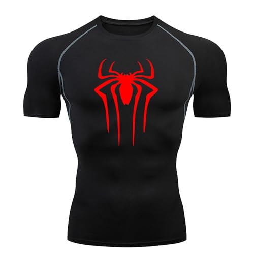 Herren Spider Print Kompressionsshirt, schnell trocknendes T-Shirt, Gym Lauftrikot, atmungsaktiv Kurzarm, Frühling, Sommer Bodybuilding-T-Shirts für Herren, Top, modisch, Workout Herren Spider Print Kompressionsshirt, schnell trocknendes T-Shirt, Gym Lauftrikot, atmungsaktiv Kurzarm, Frühling, Sommer Bodybuilding-T-Shirts für Herren, Top, modisch, Workout von Gienslru