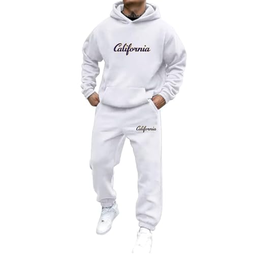 Jogginganzug Herren Sportbekleidung Y2k Hoodie Trainingsanzug Set Langarm Druck Sportanzug mit Jogginghose Zweiteiler Hausanzug Kapuzenpullover 2-Teilig Tracksuit Bequem Sport Outfit Streatwear von Gienslru