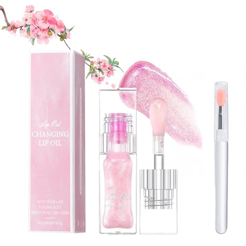 Magic Color Changing Lip Oil, Conversion Lip Stain, Conversion Lip Oil, Hydrating Lip Glow Oil, Clear to Pink Plumping Lip Oil (1PCS) von Gienslru