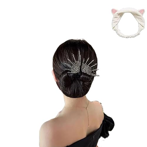 Rhinestone Flower Hair Clip, Ins Style Elegant Lazy Hair Curler, Rhinestone Hair Claw Clips, Rhinestone Hair Clips for Women (Black Angel Wings) von Gienslru