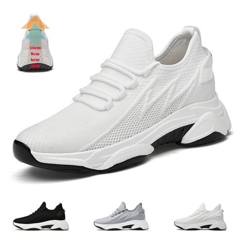 SkyBoost Pro | +6CM +8CM +10CM, Elevate Shoes Herren, Breathable Non-Slip Invisible Height Increased Mesh Trainers (White-10cm, Erwachsene, 42, Numerisch, EU Schuhgrößensystem, M) von Gienslru