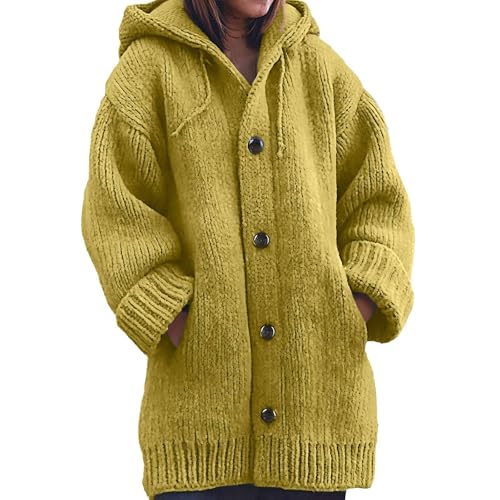 Strickjacke mit Kapuze Damen Grobstrickjacke Lang Halloween Pullover Geist Kostüm Bunt Grobstrickjacke Weihnachtspullover Lustig Strickpullover Oversize Sweatshirt Strickmantel Winter Sweaters von Gienslru