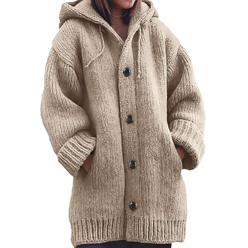Strickjacke mit Kapuze Damen Grobstrickjacke Lang Halloween Pullover Geist Kostüm Bunt Grobstrickjacke Weihnachtspullover Lustig Strickpullover Oversize Sweatshirt Strickmantel Winter Sweaters von Gienslru