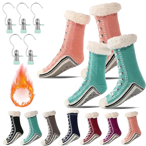 Ultra-thick Cashmere Slipper Home Socks, Briskrhythm Socken, Rutschfeste, Warme Kaschmir-Hausschuhsocken für Den Winter (2 Stück A, Erwachsene, 34, Numerisch (von/bis), EU Schuhgrößensystem, 45, M) von Gienslru