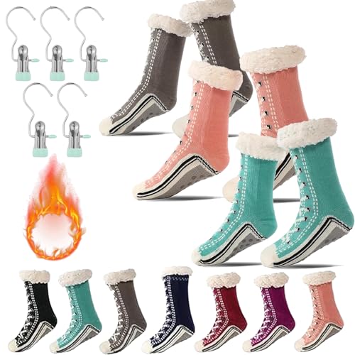 Ultra-thick Cashmere Slipper Home Socks, Briskrhythm Socken, Rutschfeste, Warme Kaschmir-Hausschuhsocken für Den Winter (3 Stück C, Erwachsene, 34, Numerisch (von/bis), EU Schuhgrößensystem, 45, M) von Gienslru
