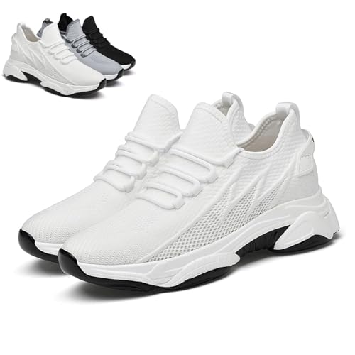 Zanelux Elevator Sneakers, 4-10cm Elevate Shoes Herren, Breathable Non-Slip Invisible Height Increased Mesh Trainers (White-10cm, Erwachsene, 42, Numerisch, EU Schuhgrößensystem, M) von Gienslru
