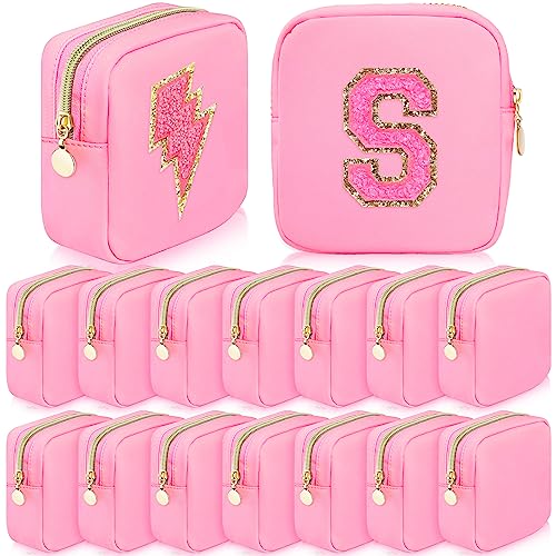 16 Stück adrette Make-up-Tasche Nylon Kosmetiktasche Bulk Make-up Tasche Geldbörse Organizer Tasche Set für Frauen Mädchen Wasserdichte Kulturbeutel Nylon Münzbeutel für Reise Geldbörse, Helles Pink, von Giesiery