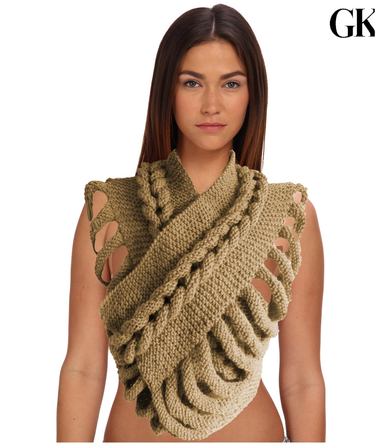 Authentisch Designed Made To Order Wendeschal Schulterabdeckung Zopfleiter Khaki Handgestrickt Authentisch Designed Made To Order Wendeschal Schulterabdeckung Zopfleiter Khaki Handgestrickt von Giezen