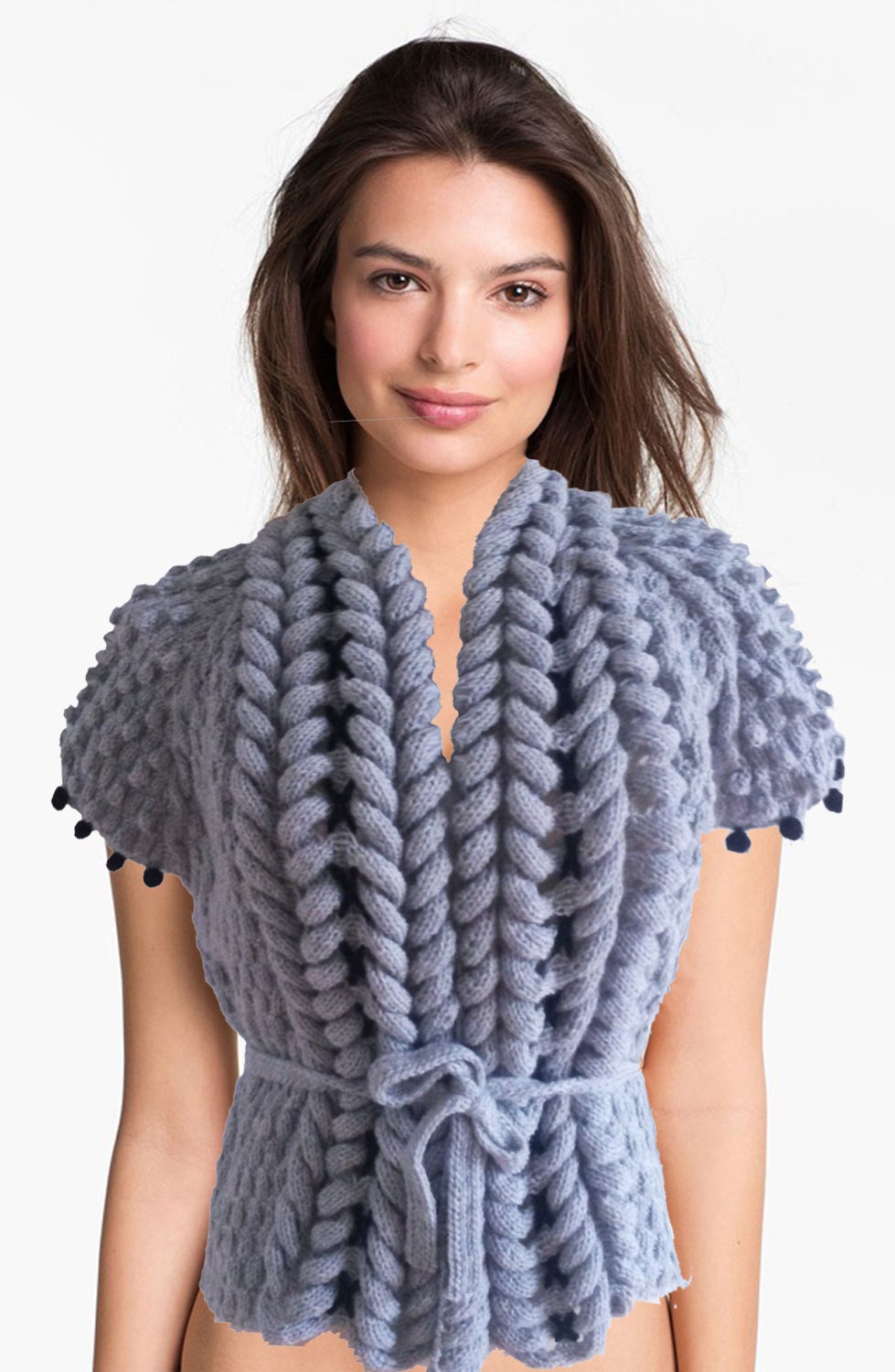 strickjacke Weizenbommel Draper Handgestrickt Silber Grau strickjacke Weizenbommel Draper Handgestrickt Silber Grau von Giezen