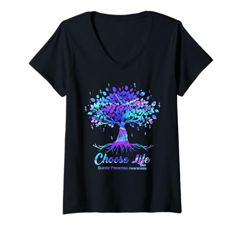 Damen Wähle Leben Suizidprävention Bewusstsein Dankbares Leben T-Shirt mit V-Ausschnitt Damen Wähle Leben Suizidprävention Bewusstsein Dankbares Leben T-Shirt mit V-Ausschnitt von Gift Choose Life Suicide Prevention Awareness