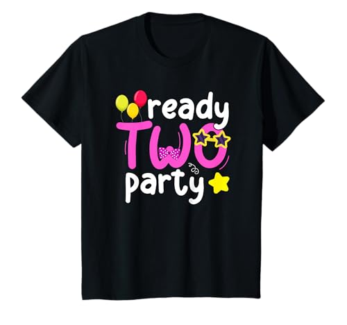 Kinder 2. Geburtstagsspiel für Mädchen im zweiten Jahr, Ready Two Party T-Shirt von Gift For 2 Year Old Kids Second Birthday Outfit
