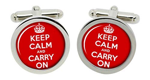 Gift Shop Keep Calm and Carry On Manschettenknöpfe in Chrom Kiste von Gift Shop