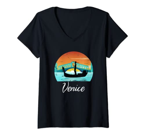 Damen Venedig Gondel Italien Souvenir Design T-Shirt mit V-Ausschnitt Damen Venedig Gondel Italien Souvenir Design T-Shirt mit V-Ausschnitt von Gift Tee by Inoa Shop