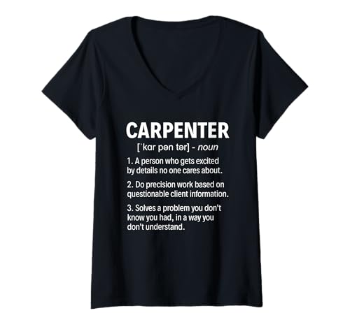Damen Schreiner-Definition T-Shirt mit V-Ausschnitt Damen Schreiner-Definition T-Shirt mit V-Ausschnitt von Gift for Carpenters
