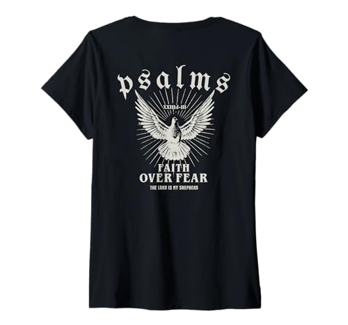 Damen Glaube statt Angst Der Herr ist mein Hirte T-Shirt mit V-Ausschnitt Damen Glaube statt Angst Der Herr ist mein Hirte T-Shirt mit V-Ausschnitt von Gift for Christians