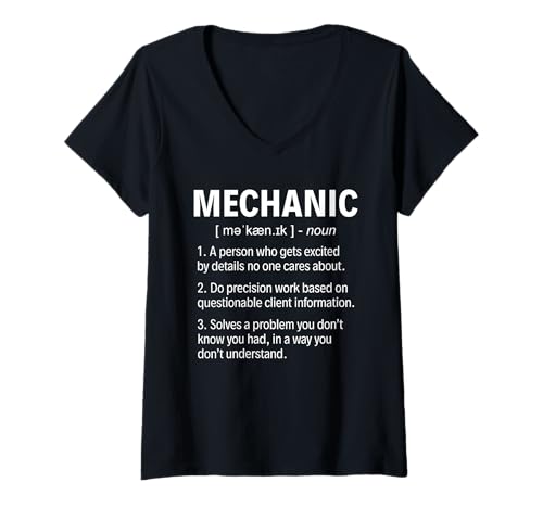 Damen Mechanische Definition T-Shirt mit V-Ausschnitt Damen Mechanische Definition T-Shirt mit V-Ausschnitt von Gift for Mechanics