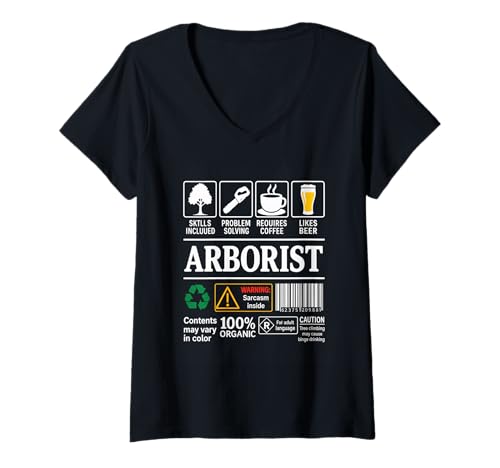 Damen Sarkastische Beruf Humor & Forstwirtschaft Fakten Kaffee Bier T-Shirt mit V-Ausschnitt Damen Sarkastische Beruf Humor & Forstwirtschaft Fakten Kaffee Bier T-Shirt mit V-Ausschnitt von Gift for Tree Surgeon & Climber