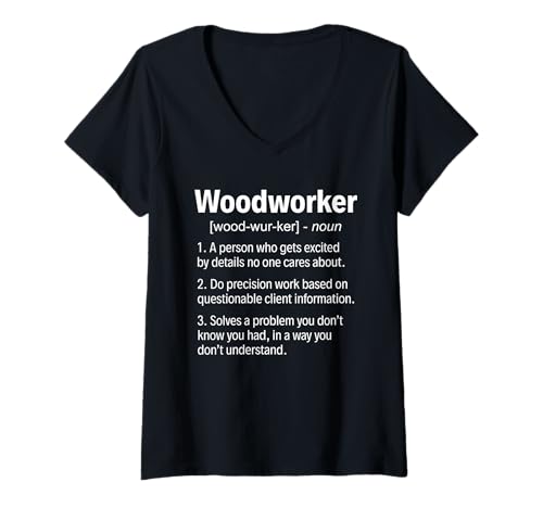 Damen Definition der Holzarbeiter T-Shirt mit V-Ausschnitt von Gift for Woodworkers