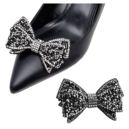 Gift girl Strass-Schleifen-Schnallen, 3-lagig, Schuh-Clips, Schmuck-Dekoration, Schuh-Verzierungen für High Heels, Pumps, 2 Stück, One Size, Strass, Kein Edelstein von Gift girl