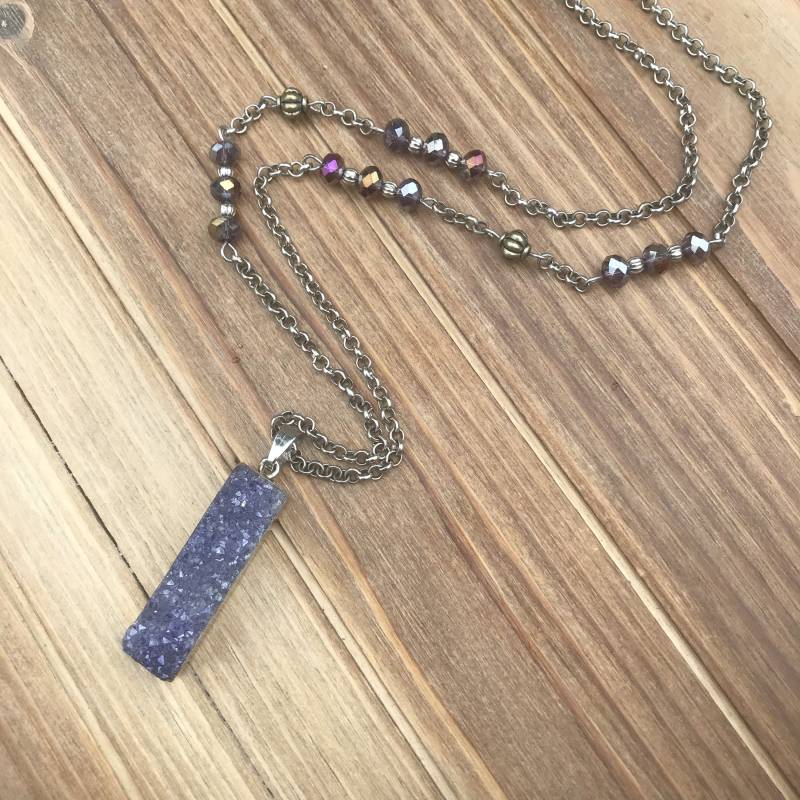 Lila Druzy Bar Halskette von GiftGalleria