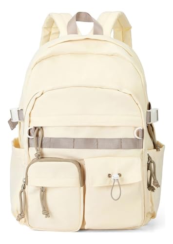 Damen-Schulrucksack für die Oberstufe leicht wasserabweisend, für die Uni Mode-Rucksack für den Alltag(Beige) von GiftGalore