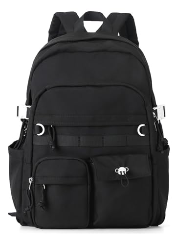 Damen-Schulrucksack für die Oberstufe leicht wasserabweisend, für die Uni Mode-Rucksack für den Alltag(Black) von GiftGalore