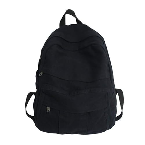 GiftGalore Ästhetischer Canvas-Rucksack für Frauen und Männer, klassischer Reiserucksack, Grunge-Reiserucksack, Schwarze Farbe, Daypack-Rucksäcke(Negro -) von GiftGalore
