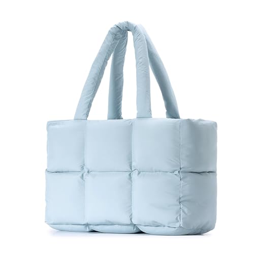 GiftGalore Große gesteppte Tragetasche für Damen weiche Schultertasche leichte gesteppte Handtasche Handtaschen(Azul) von GiftGalore