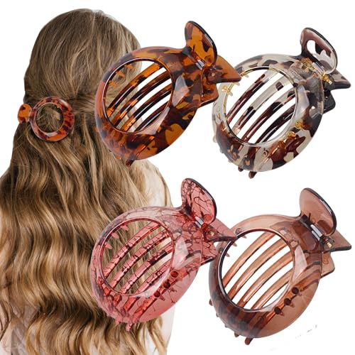 Flache Haarklammern, ergonomisch, gebogen, für dicke, dünne, lockige Haare, gebogene Design-Clips zum Fahren, Liegen, Haar-Zubehör mit starkem Halt für Frauen und Mädchen, 4 Stück von GiftGem